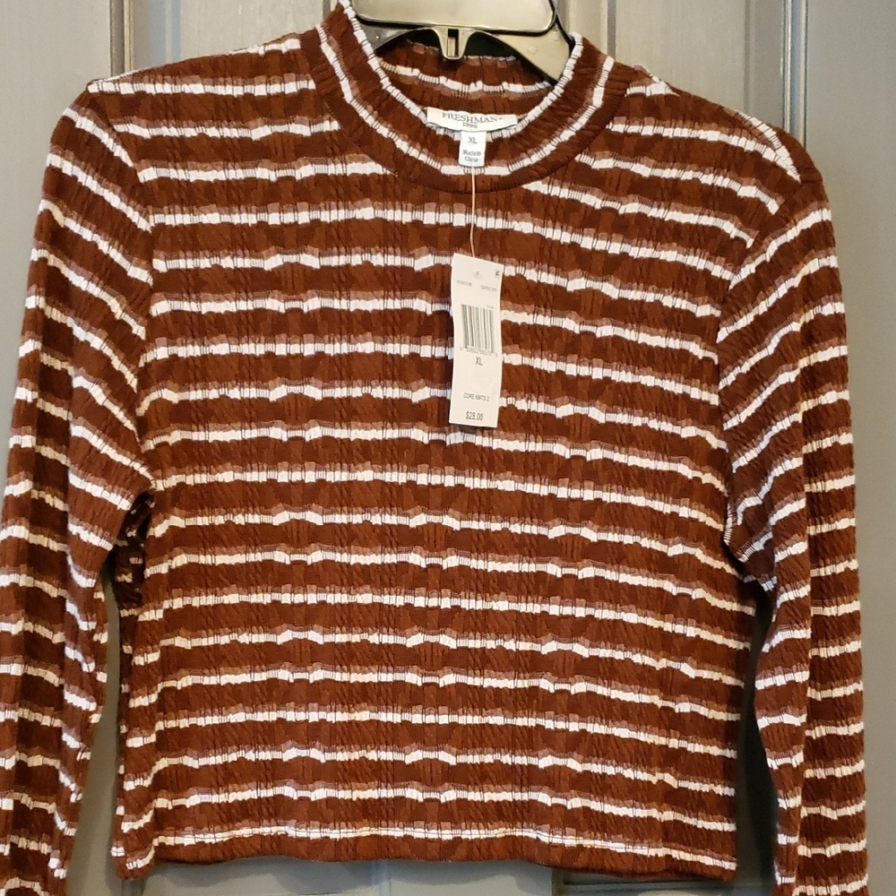 Freshman Brown and White Striped Top XL JR